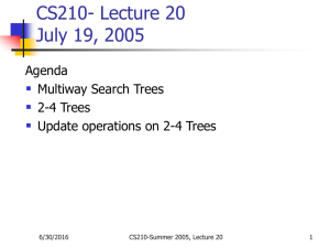 CS210- Lecture 20 July 19, 2005  Agenda