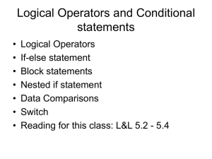 Logical Operators and Conditional statements