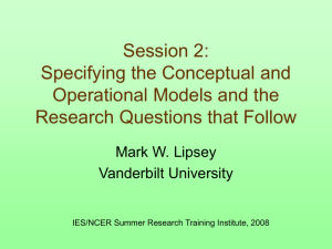 Session 2: Specifying the Conceptual and Operational Models and the