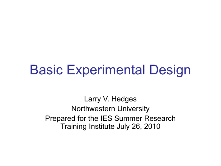 Basic Experimental Design