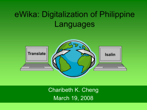 Towards the Development of a Hybrid Machine Translation System involving Philippine Languages (ppt)
