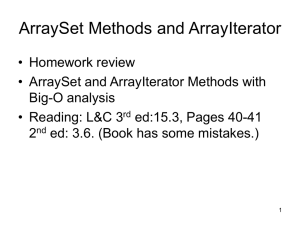 ArraySet and ArrayIterator Time Comlexity Analysis