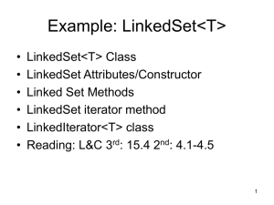 Example: LinkedSet, iterator Method, and LinkedIterator Class