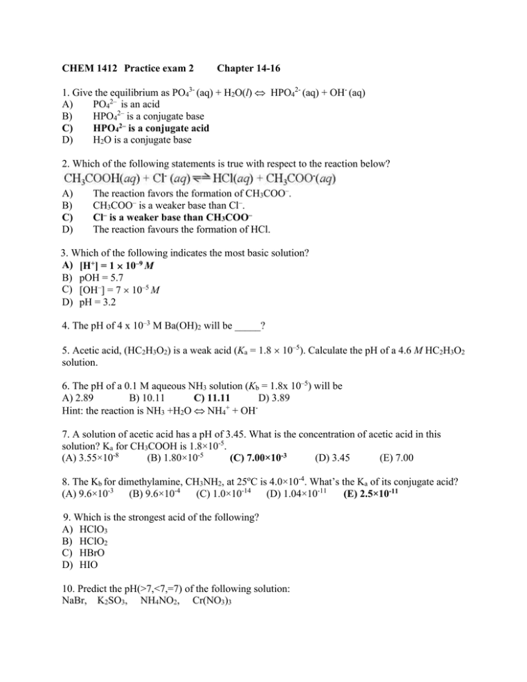 Practice Exam 2 Chap14 16 Doc