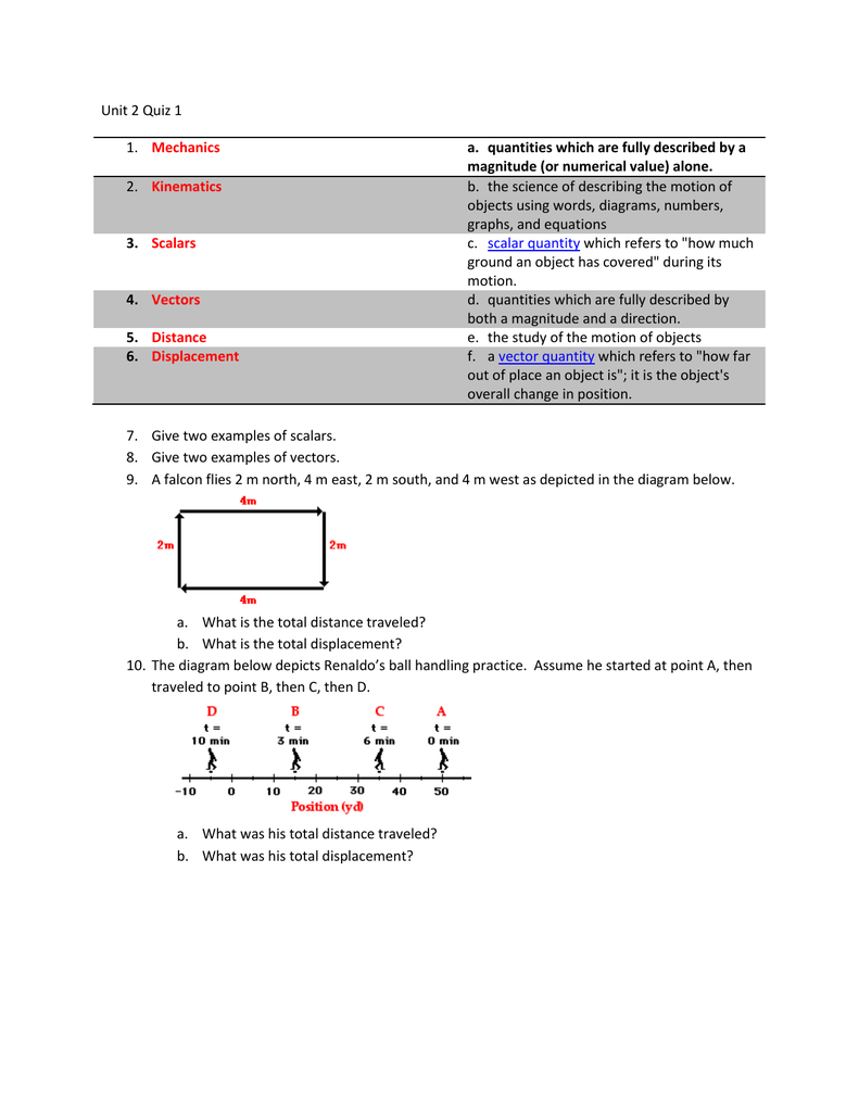 Scalar, vector, distance, displacement quiz in groups For Distance And Displacement Worksheet