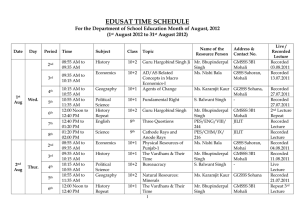 Schedule for Edusat Lecture- August, 2012