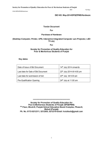 Tender for Purchase of Hardware for Six Residential Schools of Punjab