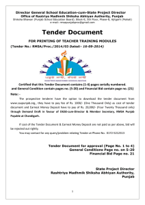 Tender for printing of Teacher Training Modules under RMSA