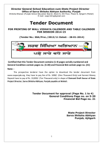 Tender for printing of Wall & Table Vidhaya Calender for Upper Primary Schools