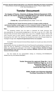 Tender for supply of Physics, Chemistry, Biology material for 351 Hr. Sec. Schools under NABARD
