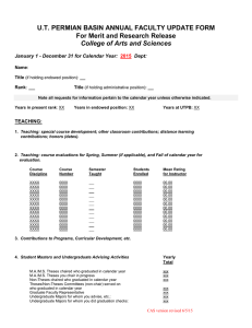 College of Arts and Sciences ANNUAL FACULTY UPDATE FORM For Merit and Research Release