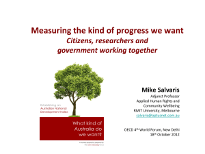 Measuring the kind of progress we want Citizens, researchers and Mike Salvaris