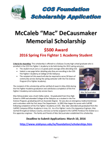 McCaleb “Mac” DeCausmaker Memorial Scholarship $500 Award