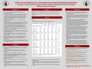 Lopez, J. J., Stewart, E. E., Cardenas, S., Ioffe, M., Pittman, L. D. (2014, May). Ethnic Group Differences in Grandparent-Grandchild Relationship Quality. Poster to be presented at the annual meeting of the Midwestern Psychological Association, Chicago, IL.