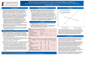 Stevens, E. N., Keeports, C. R., Holmberg, N. J., Lovejoy, M. C., Pittman, L. D., Behm, A. (2012, May). Self-discrepancies and depression: Abstract reasoning skills as a moderator. Poster presented at the annual meeting of the Association for Psychological Science, Chicago, IL.