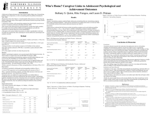 Quinn, B. S., Frangos, R., Pittman, L. D. (2011, May). Who s home? Caregiver links to adolescent psychological and achievement outcomes. Poster presented at the annual meeting of the Midwestern Psychological Association Annual Meeting, Chicago,