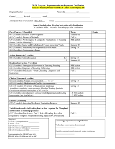 M.Ed. Program Plan - Requirements for the Degree - Goucher Reading Wraparound cohort (Spring 2013 start)