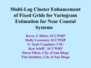 Multi-Lag Cluster Enhancement of Fixed Grids for Variogram Estimation for Near Coastal Systems