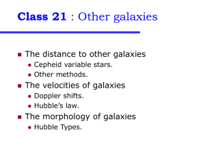 Class 21 The distance to other galaxies The velocities of galaxies