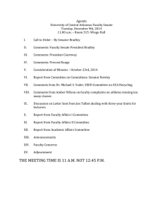 Agenda University of Central Arkansas Faculty Senate Tuesday, December 9th, 2014