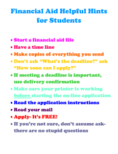 Financial Aid Helpful Hints for Students  