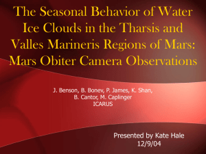 The Seasonal Behavior of Water Ice Clouds in the Tharsis and
