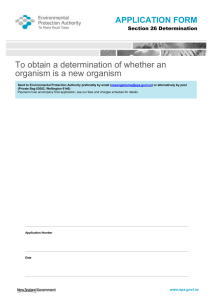 Determination New Organism application form