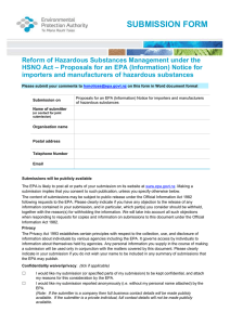 Submission form for new rules for importers and manufacturers