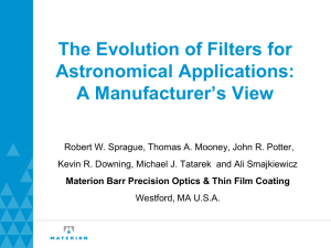Evolution of Filters for Astronomical Applications