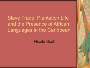 Slave Trade, Plantation Life and the Presence of African Nicole Scott