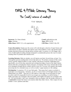 ENGL 4/5366: Literary Theory The (mad!) science of reading!!
