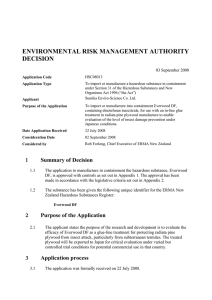ENVIRONMENTAL RISK MANAGEMENT AUTHORITY DECISION 03 September 2008