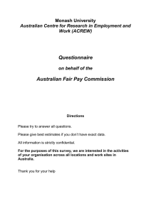 Questionnaire Australian Fair Pay Commission Monash University