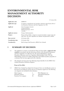 ENVIRONMENTAL RISK MANAGEMENT AUTHORITY DECISION