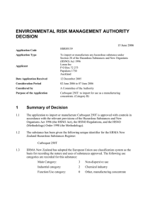 ENVIRONMENTAL RISK MANAGEMENT AUTHORITY DECISION 15 June 2006