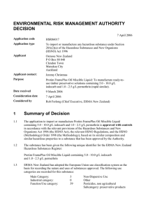 ENVIRONMENTAL RISK MANAGEMENT AUTHORITY DECISION