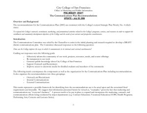 City College of San Francisco The Communications Plan Recommendations