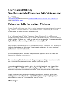 User:Bardo1000/Article/Education fails Vietnam.doc