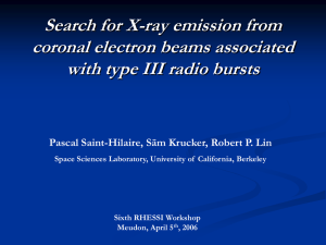 Search for X-ray emission from coronal electron beams associated