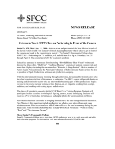 Veteran Actor to Teach SFCC Class on Performing in Front of the Camera (1/11/06)