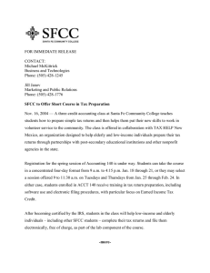 SFCC to Offer Short Course in Tax Preparation