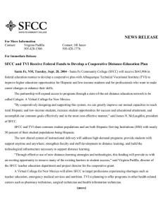 SFCC and TVI Receive Federal Funds to Develop a Cooperative Distance-Education Plan