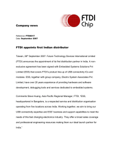 FTDI appoints first Indian distributor (Ref: FTD0017)