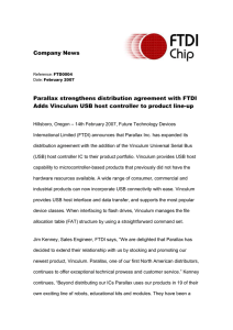 Parallax strengthens distribution agreement with FTDI Adds Vinculum USB host controller to product line-up (Ref: FTD0004)