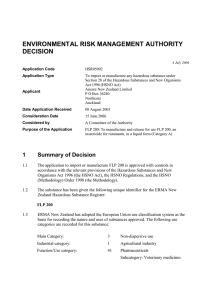 ENVIRONMENTAL RISK MANAGEMENT AUTHORITY DECISION