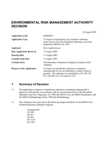 ENVIRONMENTAL RISK MANAGEMENT AUTHORITY DECISION