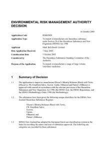 ENVIRONMENTAL RISK MANAGEMENT AUTHORITY DECISION