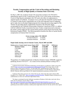 Faculty Compensation and the Crisis in Recruiting and Retaining Faculty of High Quality at Sonoma State University