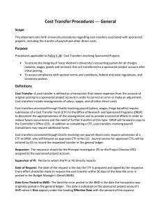 Cost Transfer Procedures --- General Scope