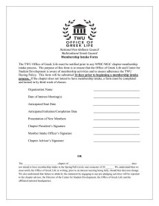 National Pan-Hellenic Council Multicultural Greek Council Membership Intake Form